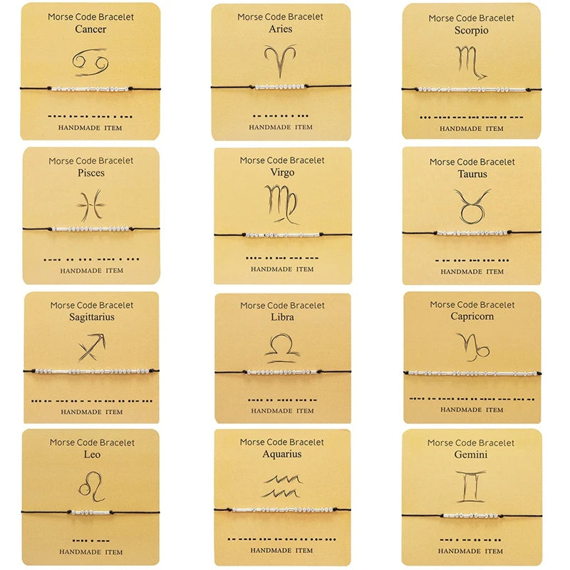 DIY Handmade Item Morse Code 12 Zodiac Card Bracelet