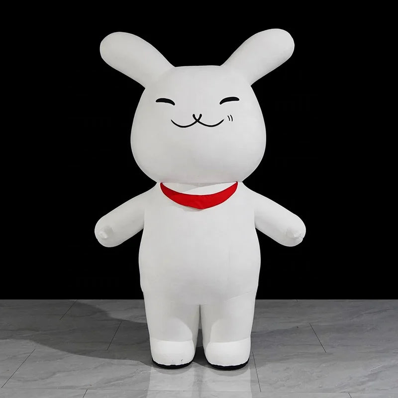 Moving Inflatable Rabbit Cartoon Mascot for Custom Advertising Inflatable Rabbit Girl Doll Costume