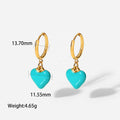 PVD Gold Plating Color Enamel Heart Drop Earring Stainless Steel Heart Charm Earrings for Girl and Women