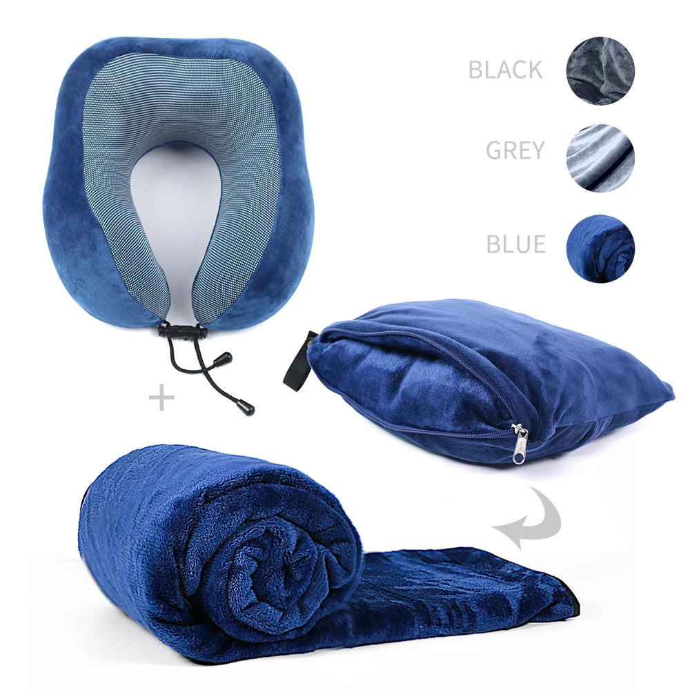 Factory Throw Cushion Packed Soft Bag Pillowcase Hand Luggage Belt Polar Fleece Folding Airplane Travel Blanket