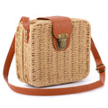 Korean Version of Chinese Style Rampage Straw Bag Simple Square Shoulder Beach Bag Lady Fashion Woven Bag for Summer Autumn