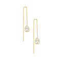 European American 925 Sterling Silver Water Drop Shape Zircon Gold Plated Ear Wire Earrings for Women