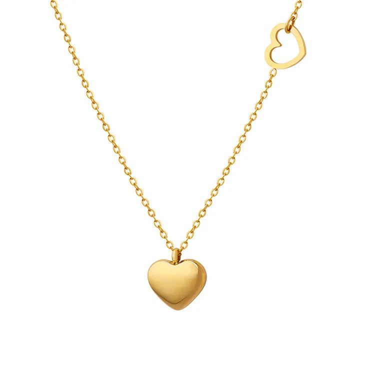 SP INS New Cute Fashion Hollow Heart Chain Stainless Steel 18K Gold Plated Heart Pendant Necklace