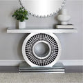 Glam Silver Mirrored Crystal Console Table