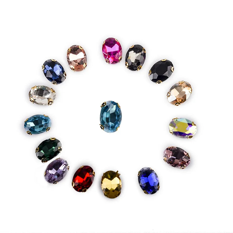 Wholesale New Non-Hotfix Crystal Oval Rhinestone Sew on Rhinestone for Clothes Jewelry