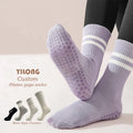 Yilong High Quality Transparent Letter Fuzzy Designer Cotton Sport Heating Anti Slip Women Pilates Non Slip Yoga Socks Custom