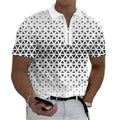 2026 Men's Geometric Triangle Print Half Zip Polo Shirt - Short Sleeve Casual Golf Top for Business & Daily Wear