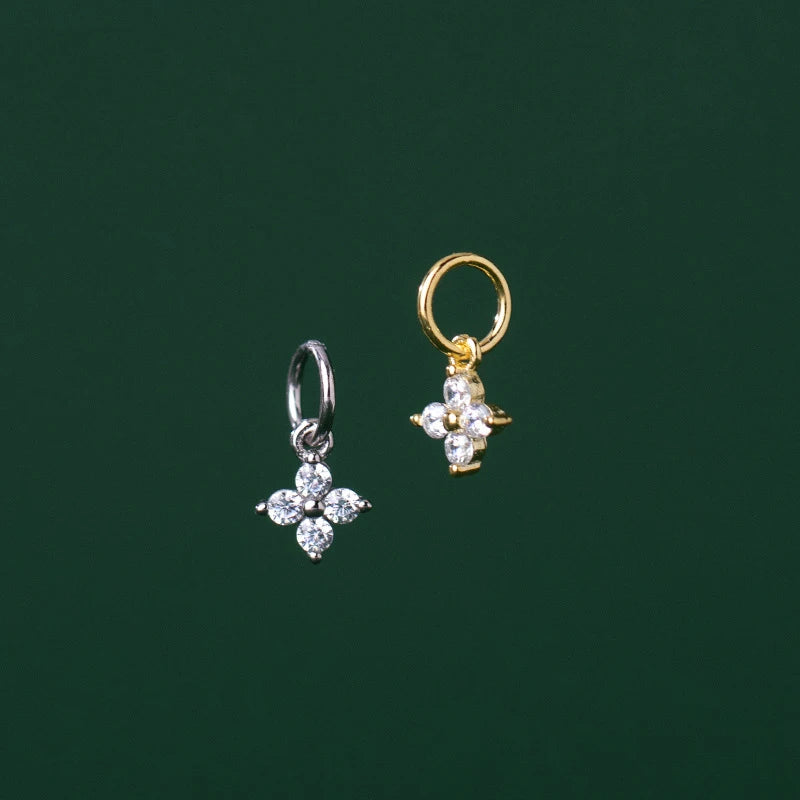 Vintage S925 Inlay Geometric Zircon Pendant for Permanent Jewelry Making Tiny Gold Vermeil Charms
