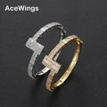 BB107 Brass Prong Setting CZ Bangle Bracelet Iced Out Cubic Zircon Bling Bling