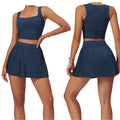 2025 Custom Logo Women's Activewear Set Two-Piece Yoga Workout Golf Tennis Apparel Short Skirt Style Breathable Print Suit