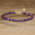 4mm Minimalist Amethyst Bracelet for Women Jewelry Natural Gemstone Beaded Adjustable Healing Crystal Dainty Stone Bracelet
