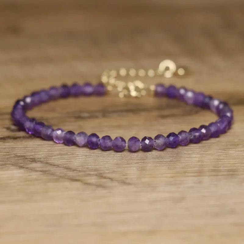 4mm Minimalist Amethyst Bracelet for Women Jewelry Natural Gemstone Beaded Adjustable Healing Crystal Dainty Stone Bracelet