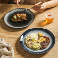 Ceramic Flat Plate Round Steak Pasta Pizza Appetizer Dish Under Glaze Stoneware Dinner Plate Retro Sushi Snack Plate
