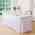 Stretch Custom Size Rectangular White Ruffle Table Cover With Skirt for Wedding Decoration