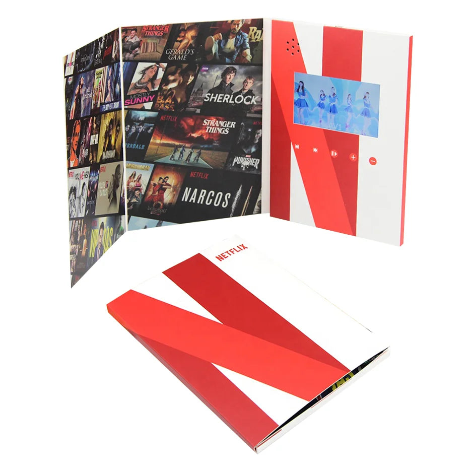 Promotional Name Card Triple Fold Invitation Magnetic Advertising Gift Business Lcd Screen Video Brochure Cards
