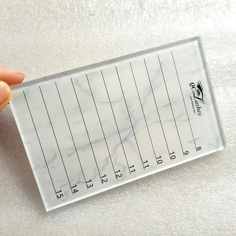 Customized Colorful  butterfly Heart Shape Acrylic Lash Tile Plate Two Sides Crystal Marble Eyelash Extension Pallet