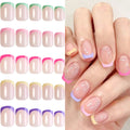 120pcs French Press on Nails Short Square 6 Color Acrylic Fake Nails Tips Wearable Simple Artificial Nail Extension