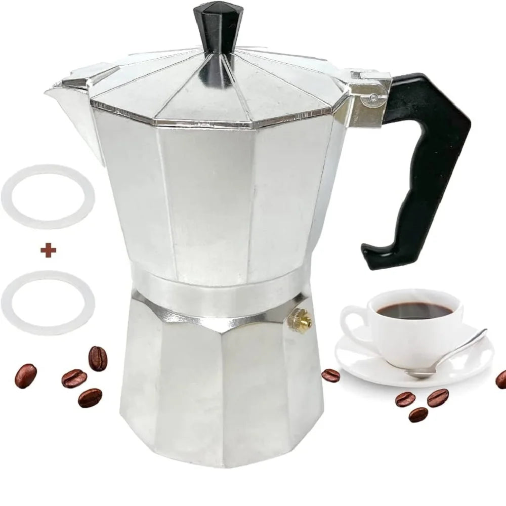 Stove Top Espresso Maker Mocha Pot Classic Italian Coffee Maker for Home and Camping Rubber Rings