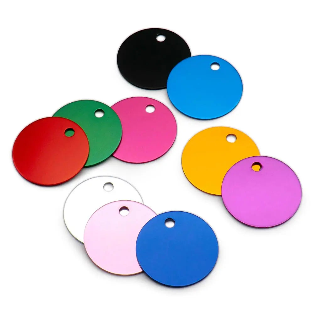 Round Customizable Aluminum Pet ID Tags Round Metal Dog Tags with Engraving Service