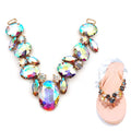 S195 Wholesale V Shape Rhinestone Chain Decoration for Flip Flops Clips Crystal Bling Shoes Decoration