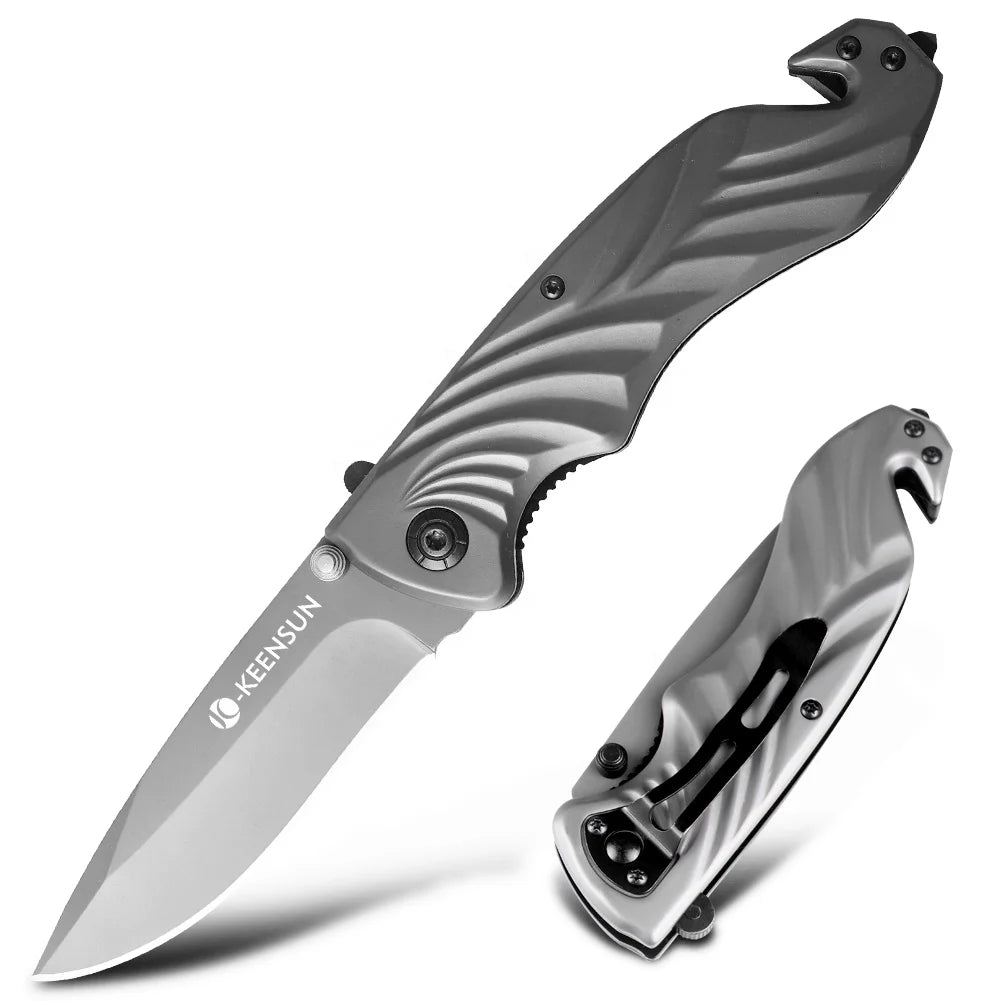 New Design Folding Blade Hunting Knife with Clip Belt Glass Breaker Survival Outdoor Tactical Pocket Knife Edc for Camping