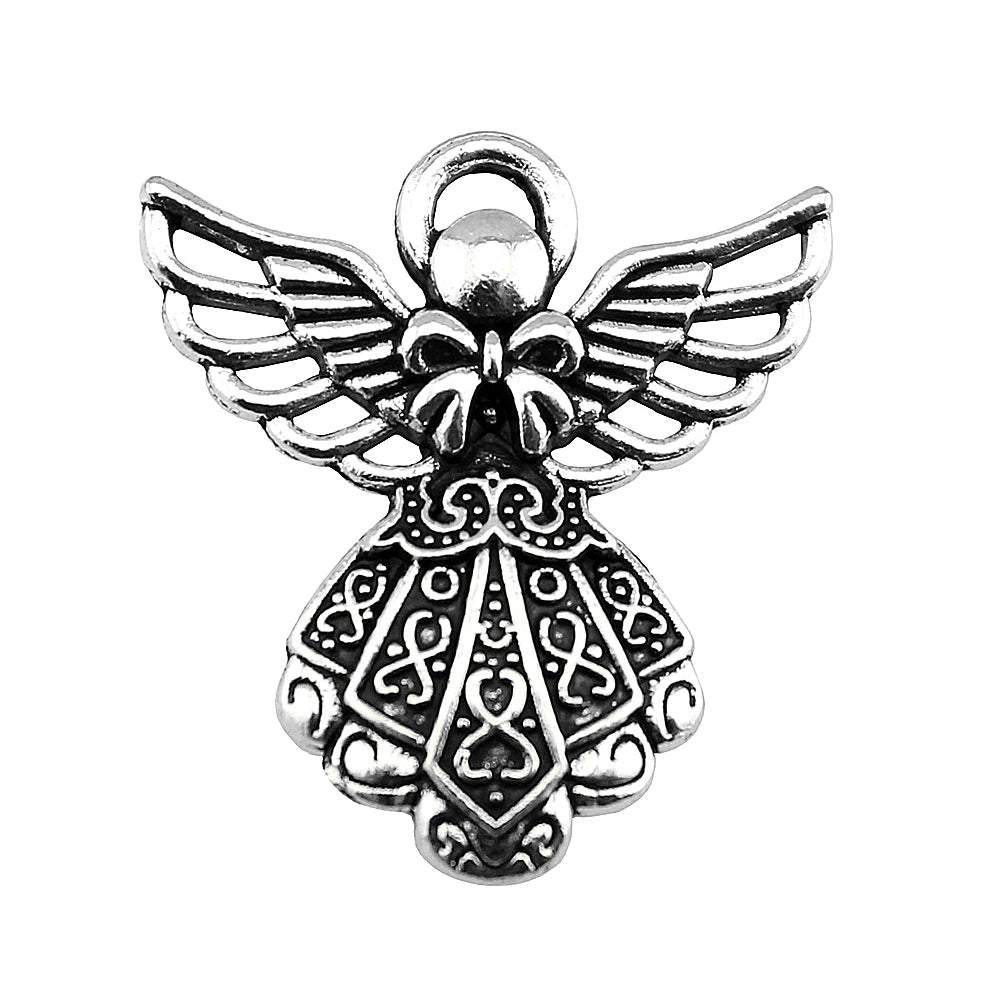 26x23mm Antique Tibetan Silver Color Pendants Antique Jewelry Making DIY Handmade Craft Bronze Zinc Alloy Angel Charms Pendants