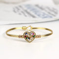 BA1027 Fashion Bangle Gold Plated Diamond CZ Micro Pave Heart Women Bangles Jewelry
