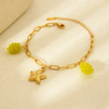 2025 Ins Fashion Fresh Summer Ocean Style Sea Grape Starfish Pendant Plated 18K Gold Tennis Bracelet Stainless Steel Jewelry