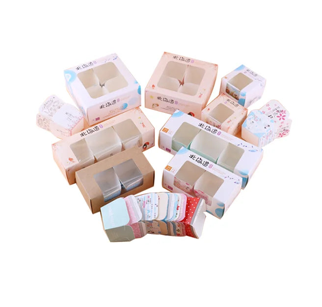 Manufacturers Custom Printed logo Cupcake Box Baking Packaging Bakery Boxes with Transparent PVC Window