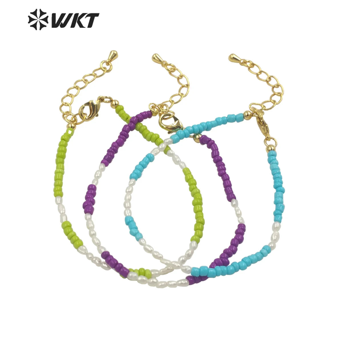 WT-MPB079 Women Elegant Tiny 2mm Ceramic and Freshwater Pearl Beads Bracelets Precious Tiny Vintage Style Bracelet