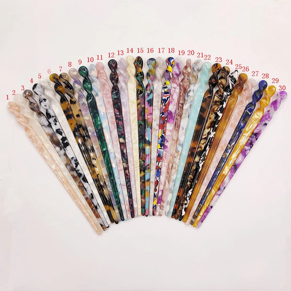 Japanese Style Acetate Hairpins 17.6cm Retro Tortoise Shell Hairpin Simple Long Hairpin for Women