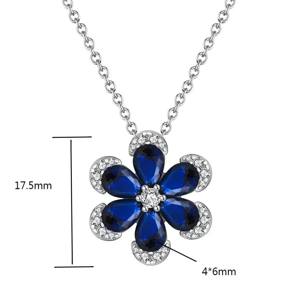 ACME Zircon Earrings Flower Sapphire Europe Hot Sales Set Jewelry 925 Sterling Silver  Pendant Bracelets  for Women Wedding Gift
