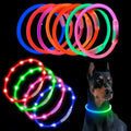 USB Charging LED Dog Collar with Adjustable Fiber Optic Lamp Bead Durable Solid Pattern Classic Simple Style Pet Glow Collar