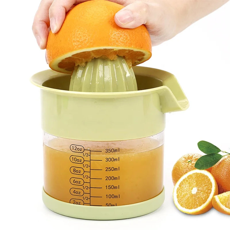 Kitchen Plastic Manual Hand Citrus Lemon Orange Juicer Lime Press Fruit Squeezer with Built-in Measuring Cup