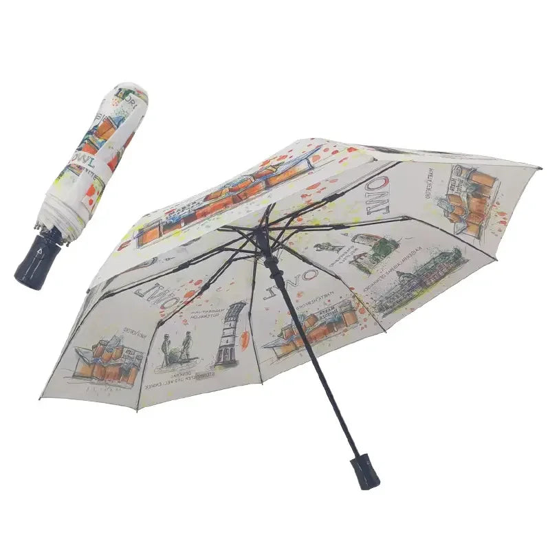 Custom Logo Wholesale Foldable Branded Coloured Nylon Umbrella Portable Rain Automatic Windproof Folding Advertising Plastic