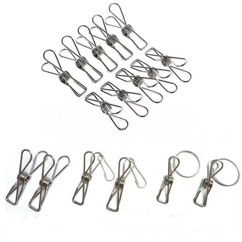 Durable Multi-Purpose Metal Silver Clothespins Laundry Chip Clips Stainless Steel Clothes Clip for Home
