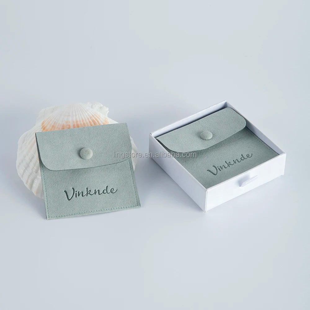 Elegant Wholesale Luxury Envelope Style Microfiber Jewelry Gift Bag with Button Jewel Pouch