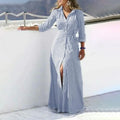 Fashion Women's Clothing 2023 Spring Lapel Stripe Button up Plus Size Maxi Shirt Dress Casual Elegant Long Sleeve Ladies Dress