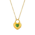 Craft Wolf Beautiful love Gift for Girls Charm Chain Heart Lock Pendant With Green Resin Necklace Stainless Steel Gold Plated