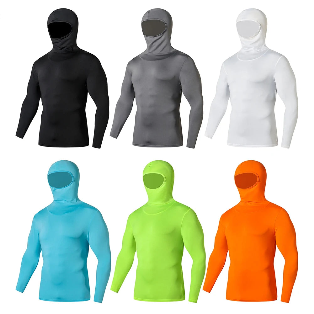 Wholesale Garment Dyed Slim Knitted Blank Color Men's Hooded Cycling Jerseys Quick Dry Long Sleeve Eco-Friendly 85% Polyester