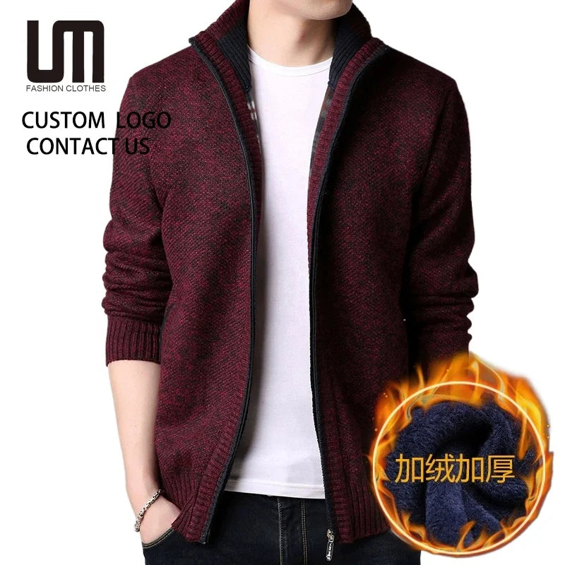 2025 Winter Men's Casual Coat - Stand Neck Thick Knitwear Cardigan (Thick Warm Loose Sweater for Fashion Outerwear)
