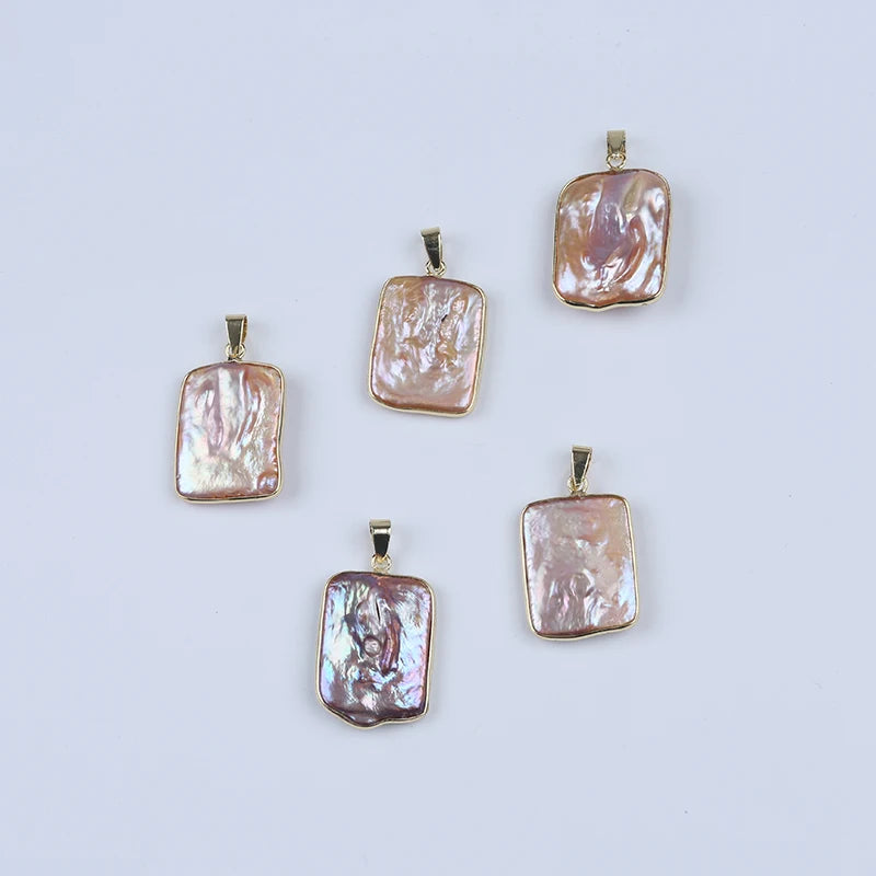 Zhuji Wholesale Natural 49*24mm Pearl Pendants Gold Plated Necklace Pendant