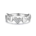 Luxury 925 Sterling Silver Cubic Zirconia Rings Simple Geometric Heart Shaped Design Minimalist Wedding Jewelry Trendy Crystal