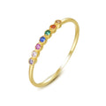 Wholesale Colorful Zirconia rainbow Ring Cz Ring 925 Sterling Silver 18k Gold Plated Zircon Ring Adjustable for Women