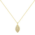 Elegant 925 Sterling Silver Women's 18K Gold Plated Link Chain Stylish 5A Cubic Zirconia Leaf Pendant Necklace Trendy Parties