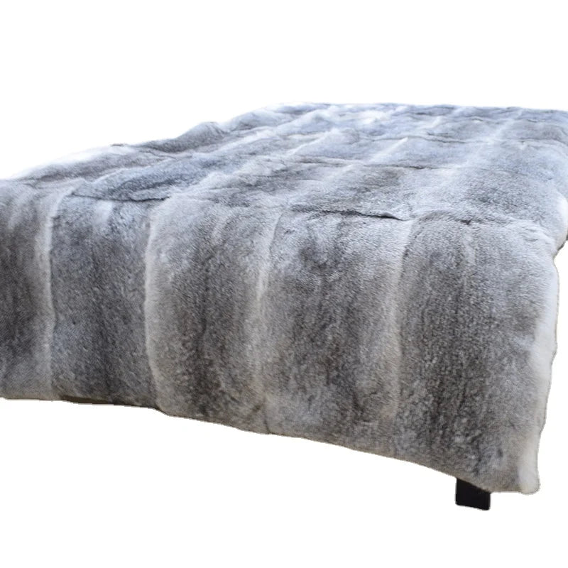 MWFur Fashion Luxury Animal Pelt Bed Runner  Rabbit Fur Bed Cover MS.Softex  Rabbit Fur Bed Cover Bedroom Blanket