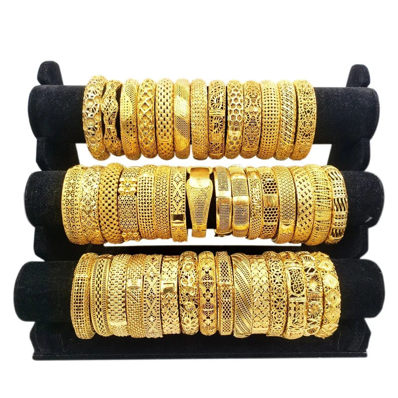 Wholesale Hollow Dubai Wedding Gold Plated Bangles Jewelry Brides Luxury Bracelet for Women