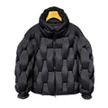 OEM Luxury Square Weave High Collar Winter Parka Breathable Fabric Hooded Jacket Pattern Decoration Men XL Padded Puffer Coat