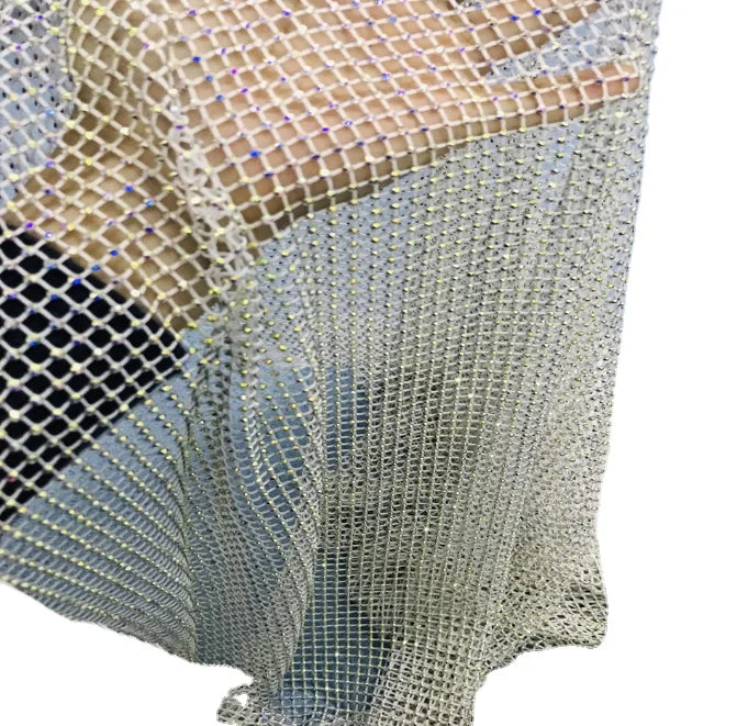 Shiny Rhinestones Mesh Applique Trim Fabric With Rhinestones Crystal Sewing Strass Crystal Tape Net for Diy Ribbon Dress