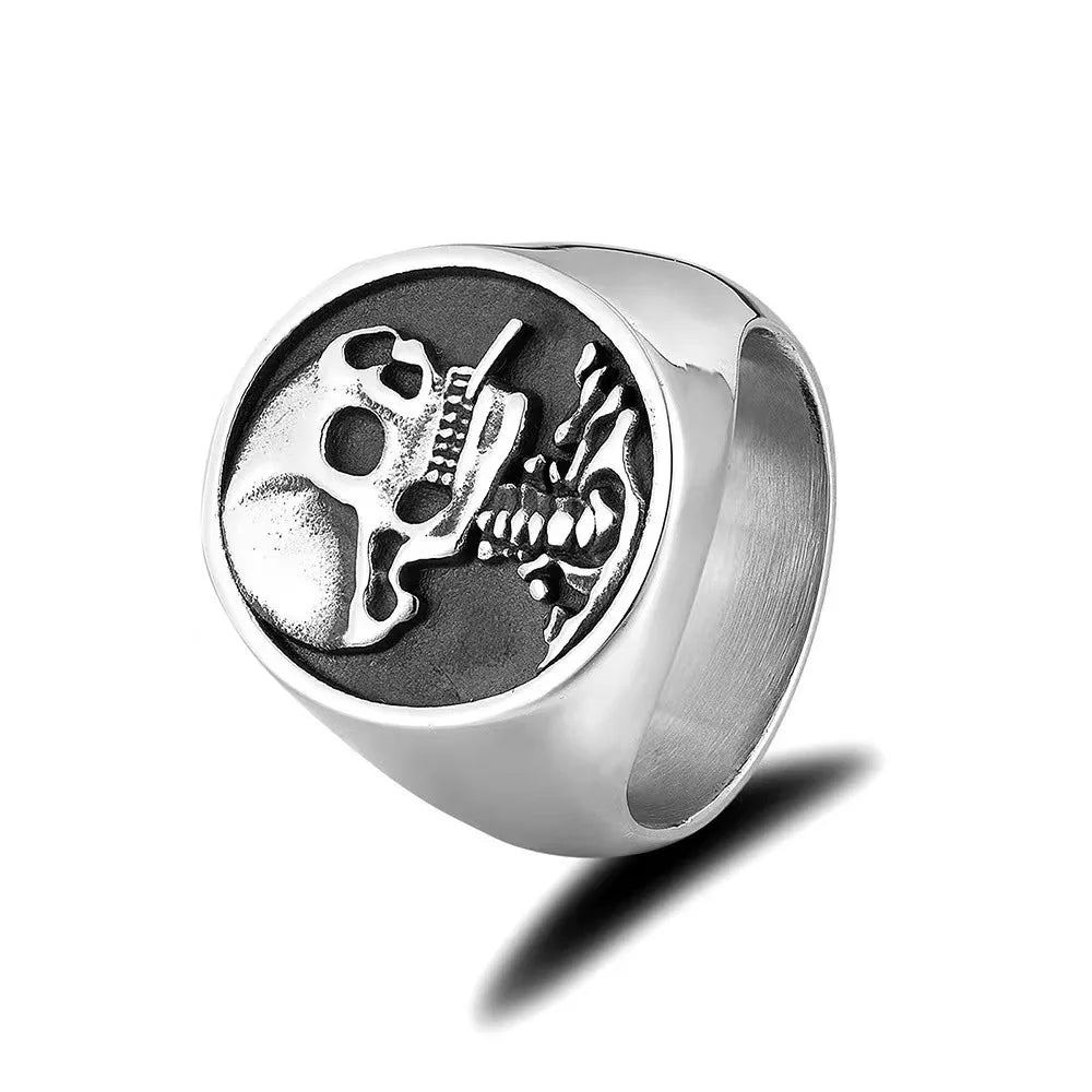 Hot Selling Stainless Steel Rings Fashion Silver Plated Punk Rings for Men